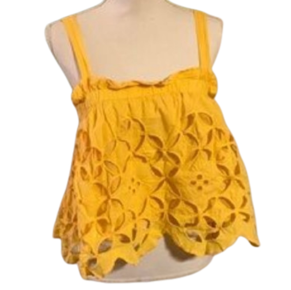 NWT Yellow Lace, Sleeveless Crop Top XL